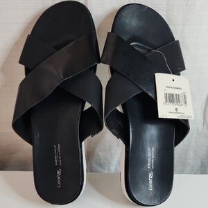 George Women's Elegant Black Cross-Strap Sandals